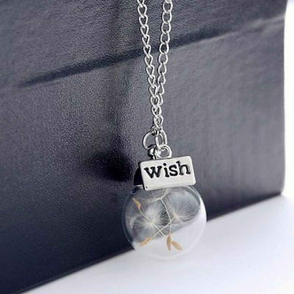 ✨Dandelion seed glass "wish" pendant necklace